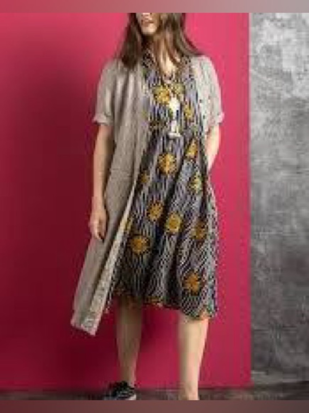 Gudrun Sjödén Karen Linen Maxi Dress L Brown Stripe NWT
